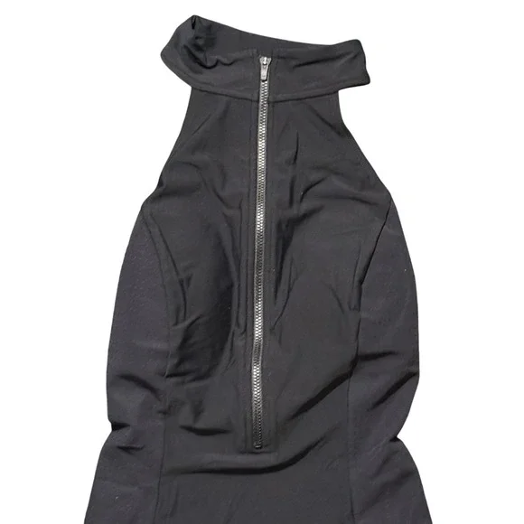 Athleta Bonaire Black High Neck Zip Front Sleek One Piece Bathing Suit - Picture 3 of 6